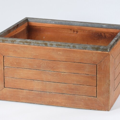 Luxen Home 13 in. Rectangular Mgo Fiberclay Crate Style Planter Perspective: front