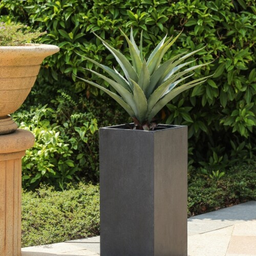 Luxen Home Smooth Tall MgO Planter, Gray - Large Perspective: front