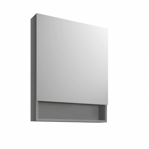 Fresca 24  Gray Bathroom Medicine Cabinet W/ Small Bottom Shelf Perspective: front
