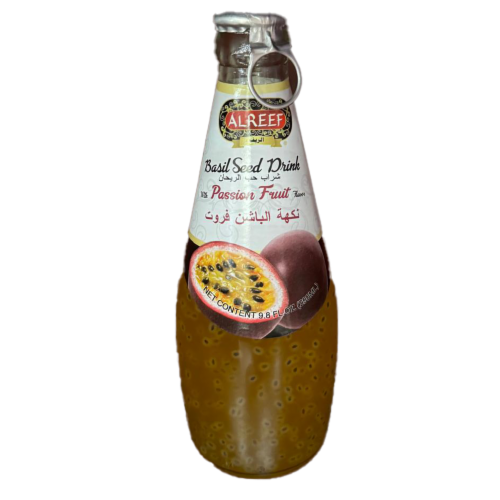 Alreef Basil Seed Passion Fruit Drink Perspective: front