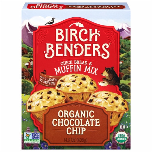 Birch Benders® Organic Chocolate Chip Muffin Mix Box Perspective: front
