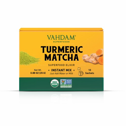 Vahdam Tea Turmeric Matcha Elixir Perspective: front