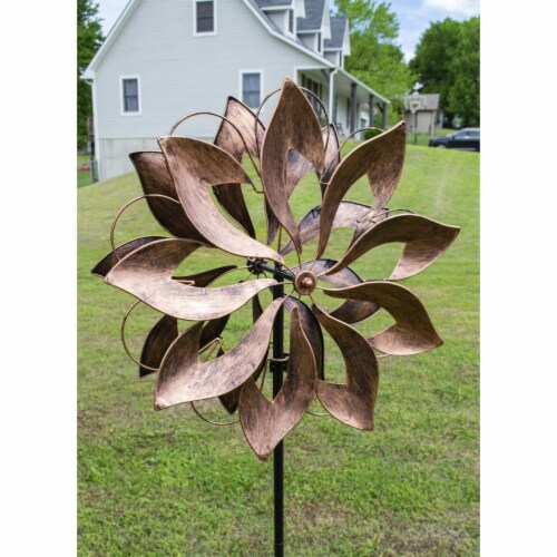 OS Home & Office 622253 Copper Pinwheel Wind Spinner Perspective: front