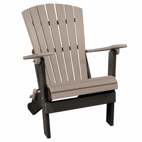 American Furniture 519WWBK Folding Adirondack Weatherwood Chair with Black Base Perspective: front