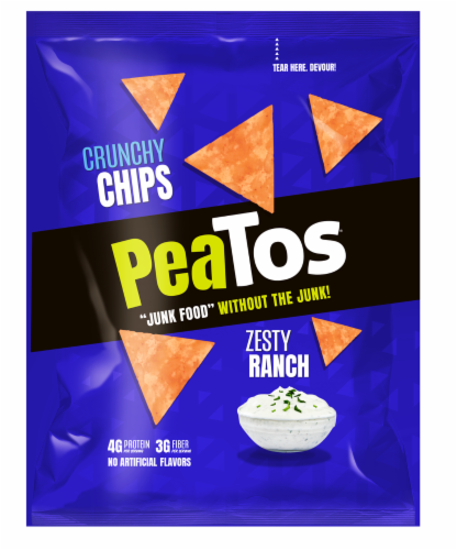 Peatos Zesty Ranch Crunchy Chips Perspective: front