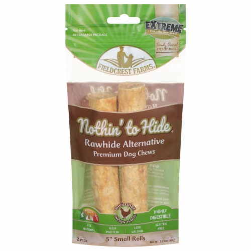 Fieldcrest Farms Nothin' to Hide Rawhide Alternative Small Chicken Dog Chews Perspective: front