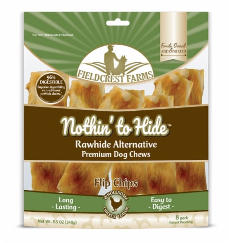 Fieldcrest Farms Nothin' to Hide Chicken Flavor Flip Chips Dog Chews Perspective: front