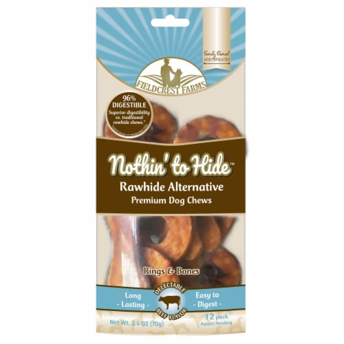 Fieldcrest Farms Nothin' to Hide Beef Flavor Rings & Bones Dog Chews Perspective: front