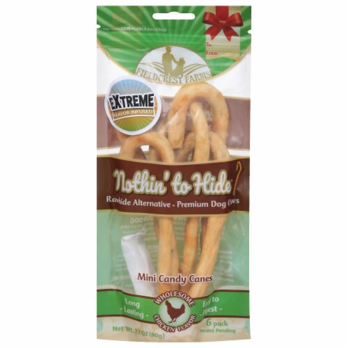 Fieldcrest Farms Nothin' To Hide Mini Candy Cane Dog Chews Perspective: front