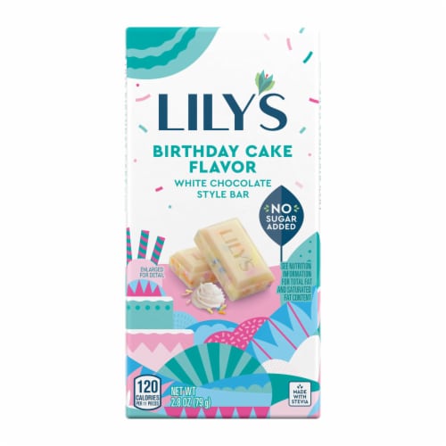 Lily's® Birthday Cake White Chocolate Style Bar Perspective: front