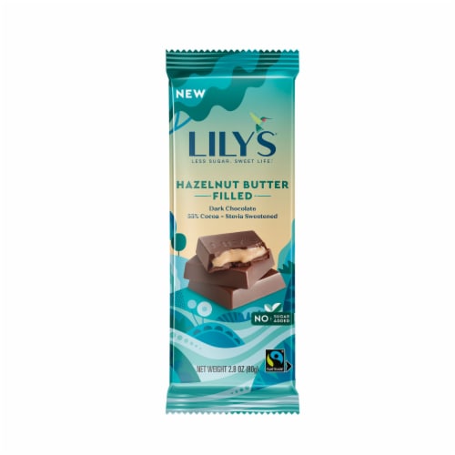 Lily's® Hazelnut Filled Dark Chocolate Bar Perspective: front