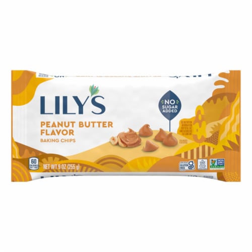 Lily's No Sugar Added Peanut Butter Flavored Backing Chips Perspective: front