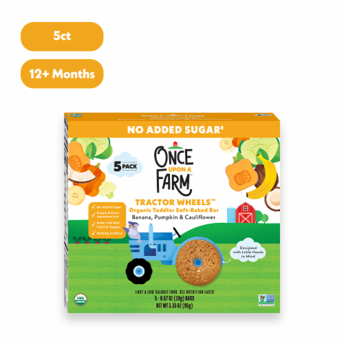 Once Upon a Farm™ Tractor Wheels™ Banana Pumpkin Cauliflower Bars Perspective: front