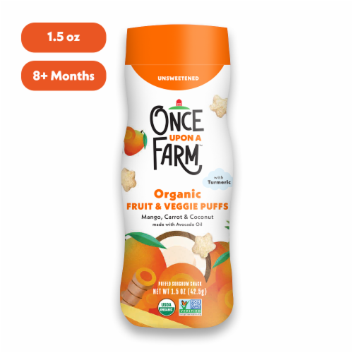 Once Upon a Farm™ Mango Carrot & Coconut Organic Fruit & Veggie Puffs Perspective: front