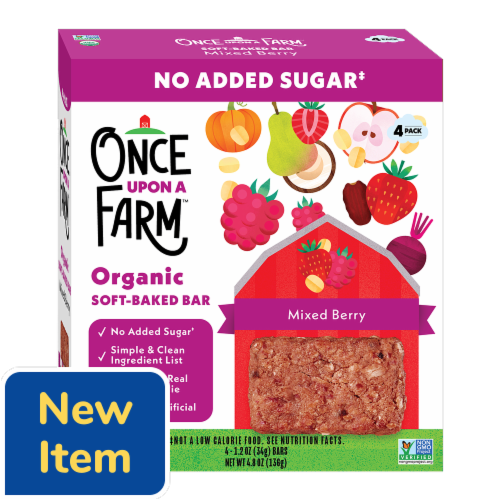 Once Upon A Farm® Kid's Soft-Baked Bar Mixed Berry Perspective: front