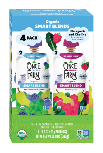 Once Upon A Farm™ Organic Smart Blends Snack Pouch Variety Pack Perspective: front