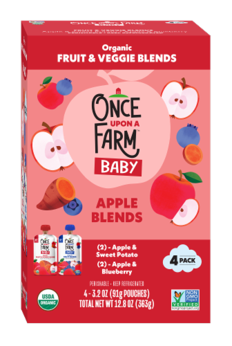Once Upon a Farm Organic Baby Apple Blends Pouch Perspective: front