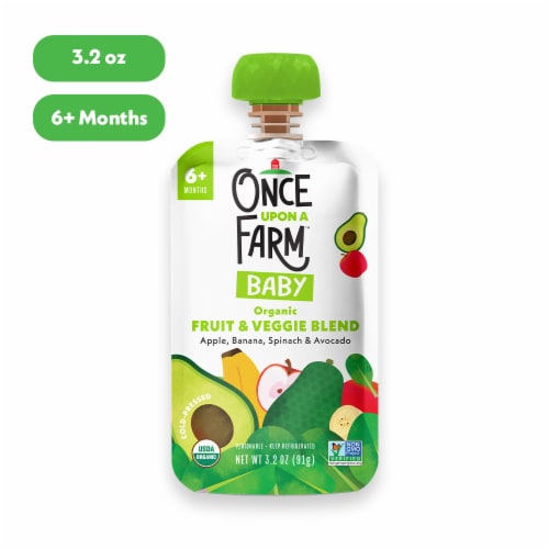 Once Upon a Farm™ 2nd Stage Apple Banana Spinach and Avocado Organic Baby Food Pouch Perspective: front