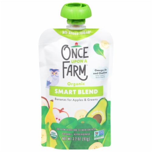 Once Upon a Farm™ Smart Blend Bananas for Apples and Greens Organic Snack Pouch Perspective: front