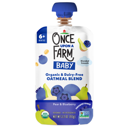 Once Upon a Farm™ Organic Baby Oatmeal Blends Pear & Blueberry Pouch Perspective: front