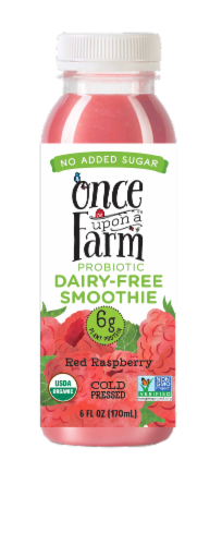Once Upon A Farm Red Raspberry Probiotic Dairy-Free Smoothie Perspective: front