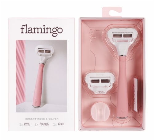 Flamingo Desert Rose and Silver Razor and Cartridges Set 1 ct Jay C Food Stores