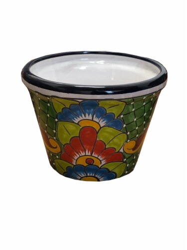Blue Orange Talavera Medium Bordeo Planter Perspective: front