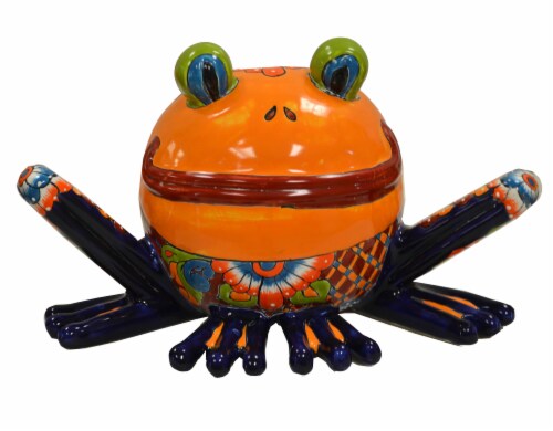 Blue Orange Medium Frog Planter Perspective: front