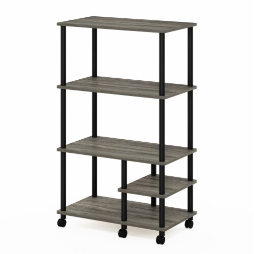 Turn-N-Tube 4-Tier Toolless Kitchen Storage Shelf Cart, French Oak Grey/Black Perspective: front