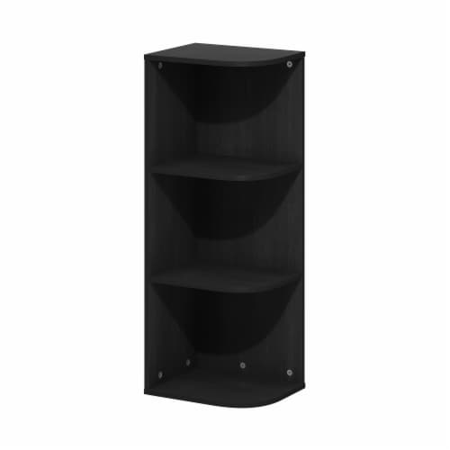 Furinno Pasir 3-Tier Corner Open Shelf Bookcase, Blackwood Perspective: front