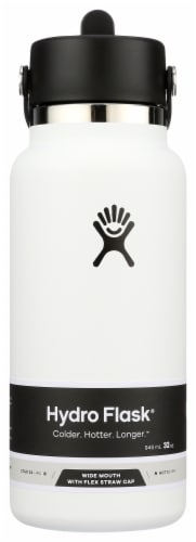 Hydro Flask Wide Mouth With Flex Straw - White Perspective: front