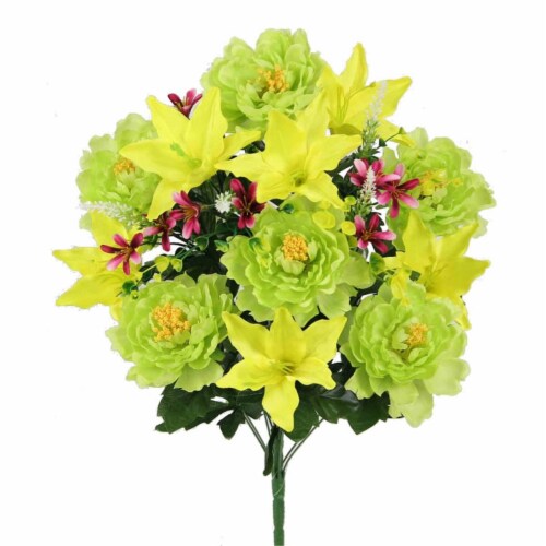 Admired by Nature ABN1B009-KW-YW-MIX Spring Artificial Flowers & Mixed Bush Stems for Home, W Perspective: front