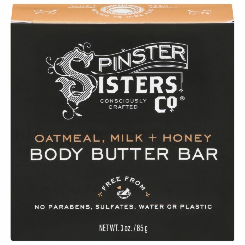 Spinster Sisters Co. Oatmeal Milk & Honey Body Butter Bar Perspective: front