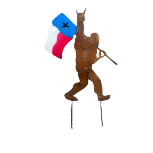 Blue Orange Pottery Texas Big Foot 5 ft Sign Perspective: front