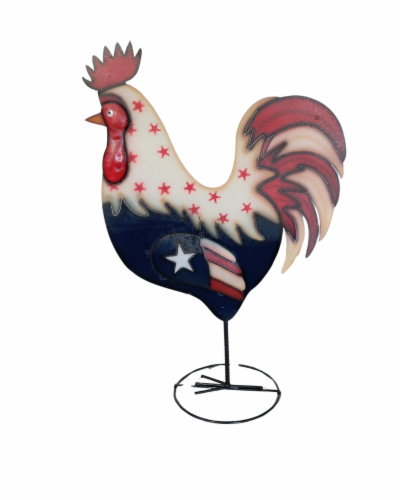 Blue Orange Pottery Americano Rooster Silhouette Sign Perspective: front