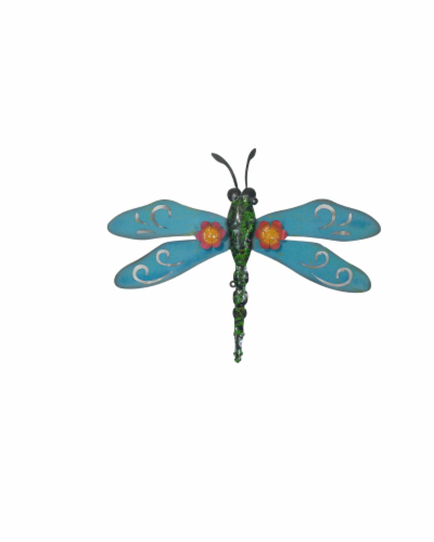 Blue Orange Pottery Medium Dragonfly Perspective: front