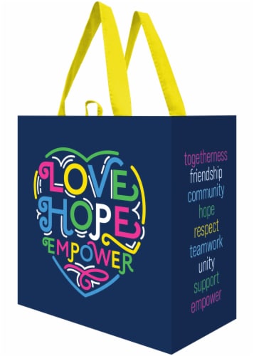 Earthwise Love Hope Empower Reusable Tote Bag Perspective: front