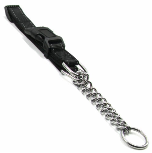 Tutor-Sheild' Martingale Safety and Training Chain Dog Collar - Small / Black Perspective: front