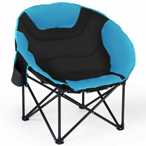Moon Saucer Steel Camping Chair Folding Padded Seat w/ Carry Bag Perspective: front