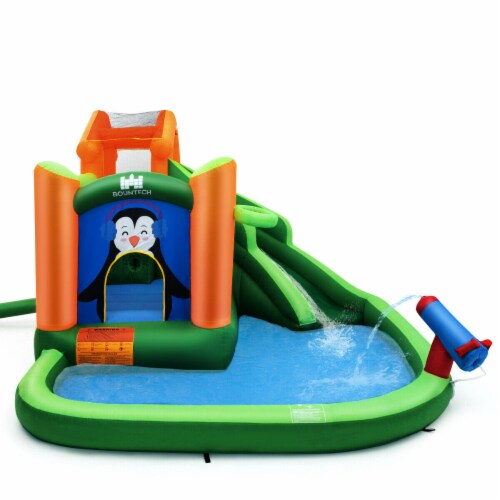 Gymax Inflatable Slide Bouncer and Water Park Bounce House Climbing Wall Splash Pool Water Perspective: front