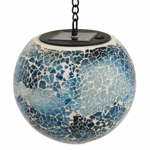 Sunnydaze Outdoor Mosaic Solar Hanging Gazing Globe Orb with LED Light, Sea Mist Color, 6-inch Sunnydaze Outdoor Mosaic Solar Hanging Gazing Globe Orb with LED Light, Sea Mist Color, 6-inch