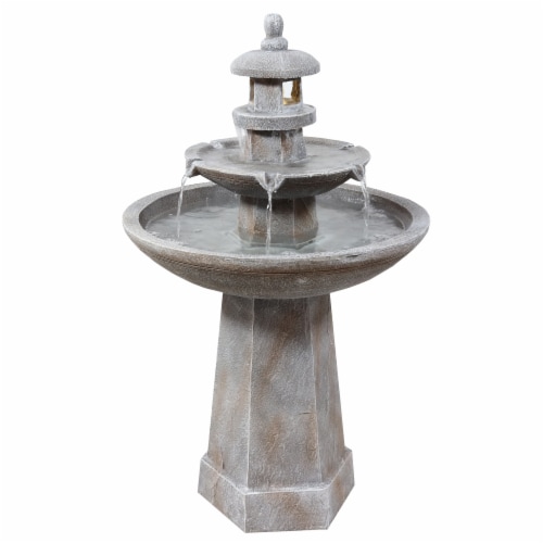 Sunnydaze Pagoda Polyresin Outdoor 2-Tier Water Fountain