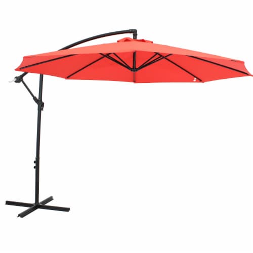 Sunnydaze 9.5 ft Cantilever Offset Patio Umbrella with Crank - Cherry Perspective: front