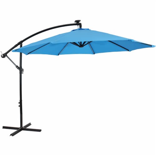 Qfc Sunnydaze Offset Patio Umbrella With Solar Led Lights 9 Foot Azure 1 Unit S