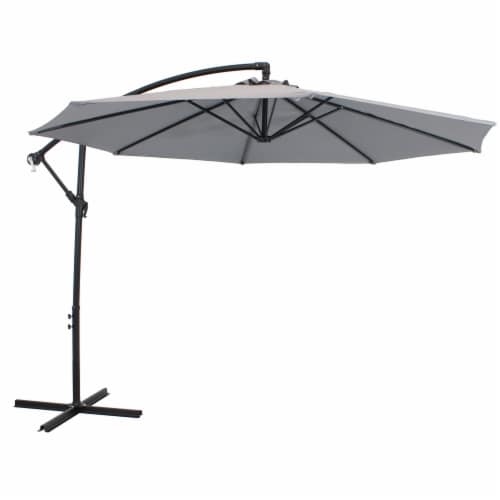 Sunnydaze 9.5 ft Cantilever Offset Patio Umbrella with Crank - Smoke Perspective: front