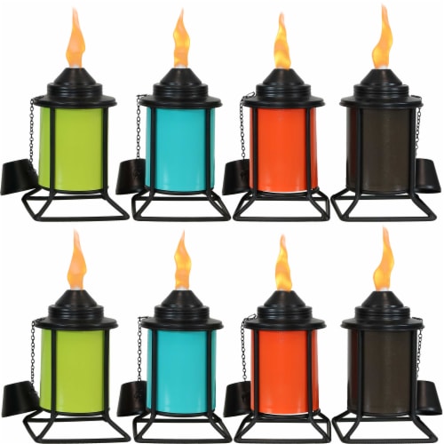 Tabletop Patio Torches Metal Multi-Color Outdoor Garden Lawn Table Decor - 8-Pack Perspective: front