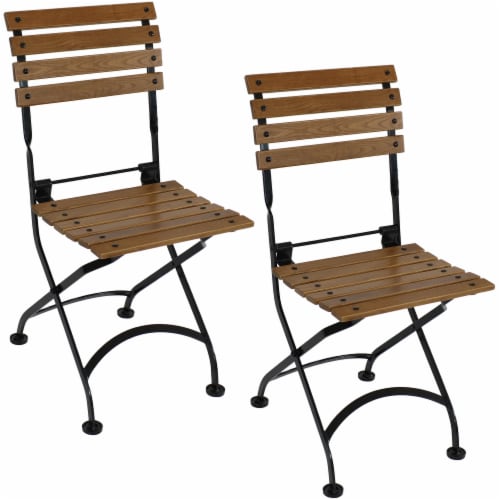 Sunnydaze European Chestnut Wood Folding Bistro Dining Chair - Set of 2 ...