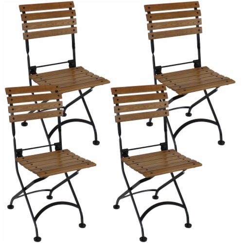 Sunnydaze European Chestnut Wood Folding Bistro Dining Chair Set of 4