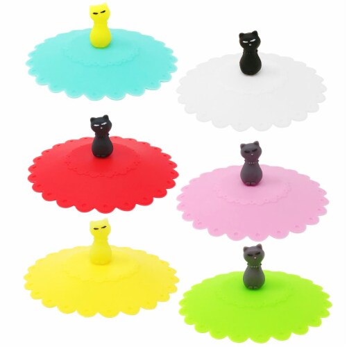 Wrapables Silicone Cup Lids, Anti-Dust Covers for Beverages (Set of 6), Cats, 6 Pieces - Harris Teeter