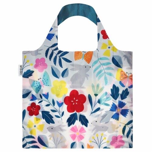 Wrapables Large Reusable Shopping Tote Bag with Outer Pouch, Floral ...